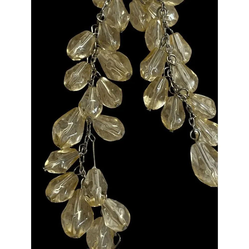 Vintage Y Drop Cascading Bead‎ Necklace Golden Yellow - Picture 3 of 5